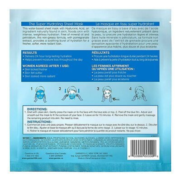 4 pack 🦋Garnier SkinActive Moisture Bomb The Super Hydrating Sheet Mask - Picture 3 of 4